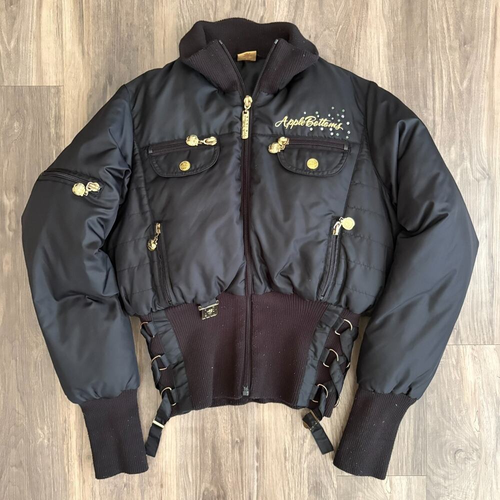 Vintage Y2K Apple Bottoms Bomber Jacket Women's Size L Puffer Cropped